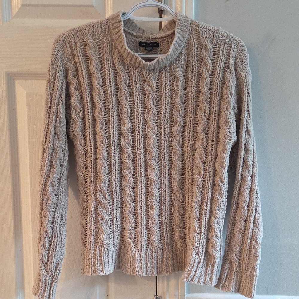 American Eagle Outfitters Cream Cable Knit Sweater